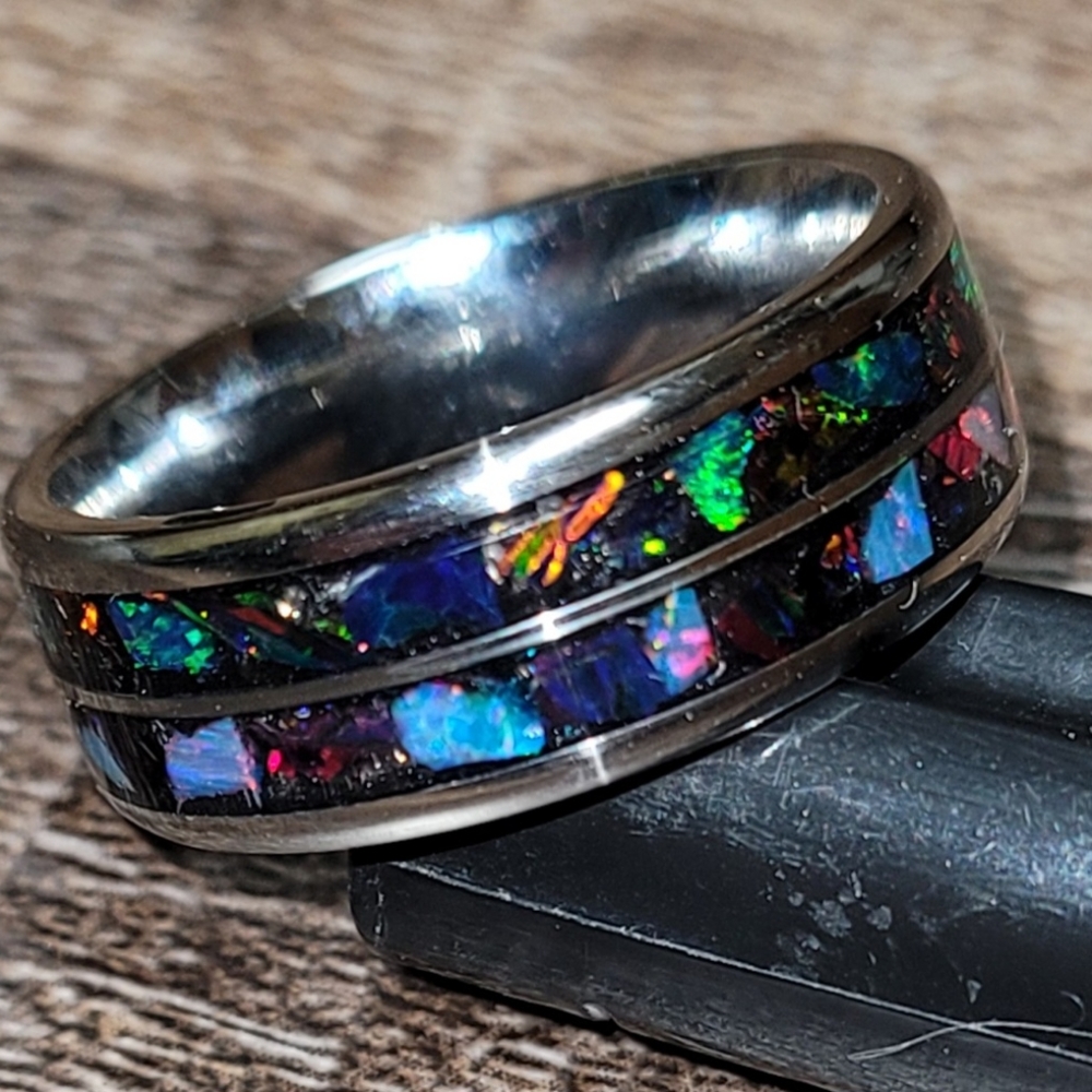 Custom Double Channel Opal Ring - image 3